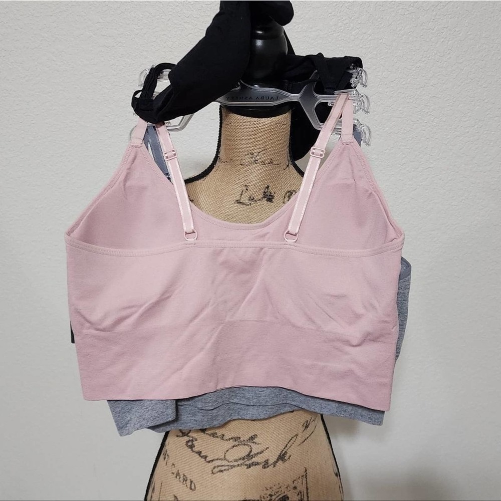 Laura Ashley 3pk longline sports active lounge wear bras plus size 2X 3X new - Picture 7 of 9